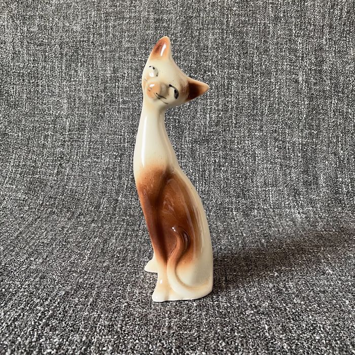 Вінтажна керамічна статуетка сіамського котика