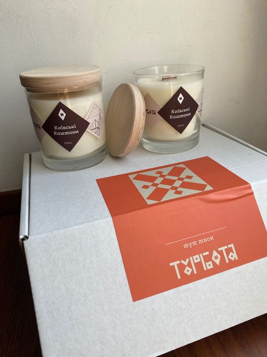 Ароматизована свічка у скляному стакані Київські каштани 250мл Турбота