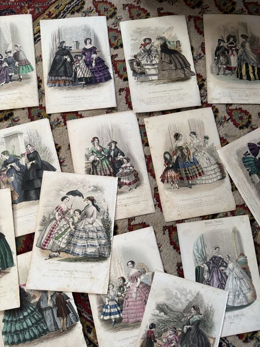 Старинные цветные гравюры . Гравюры мода . Мода.