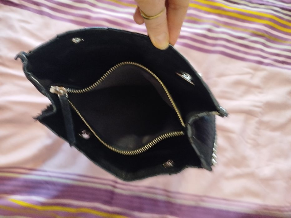 Zara duża torebka na łańcuszku shopper bag czarna A4
