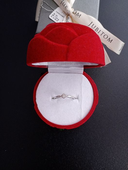 50% TANIEJ! Pierścionek brylant 0,18 ct białe złoto pr.585 CERTYFIKAT