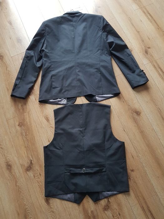 XL Youthup marynarka + kamizelka garnitur męska smoking grafit