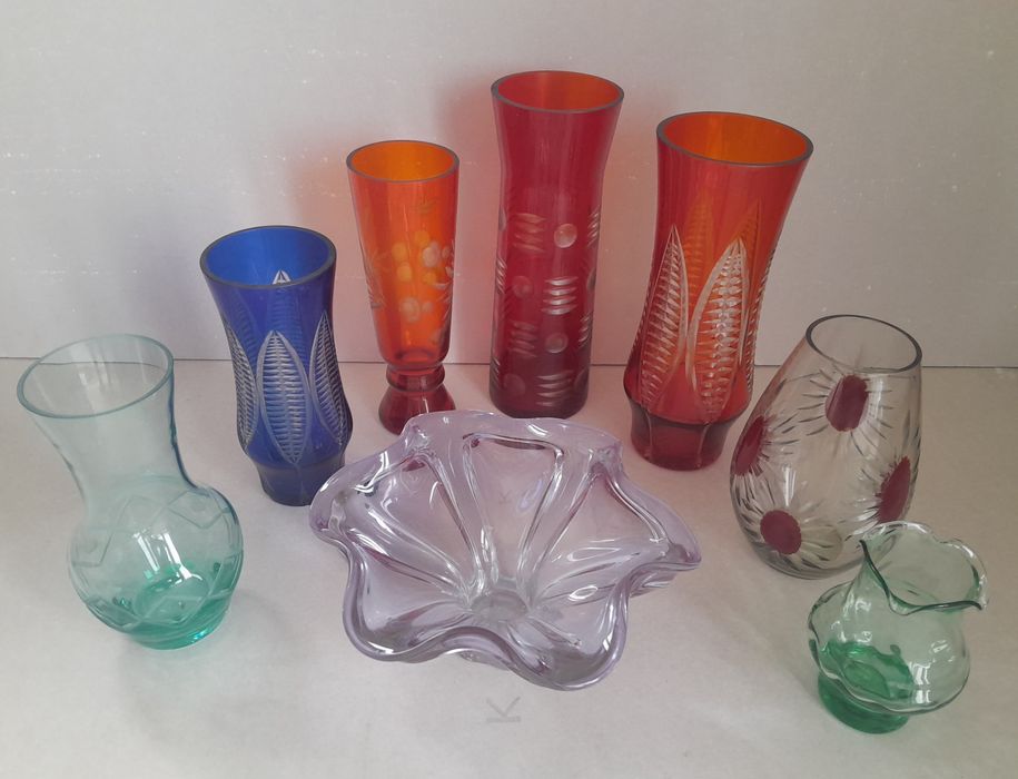 Ваза гутне скло кольорова ваза