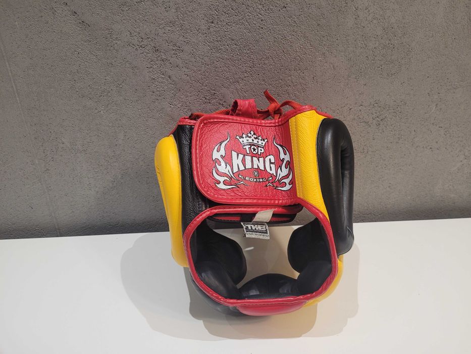 TOP KING Kask Bokserski Sparingowy Extra Coverage Żółto-Czarny roz. M