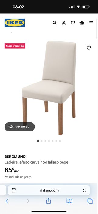 6 cadeiras Ikea Bermund, como novas, 6 meses de uso