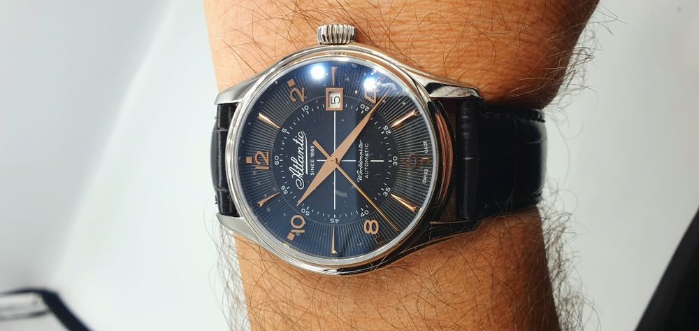 Atlantic Worldmaster Automatic 1888 - szafir, skóra, Swiss Made - NOWY
