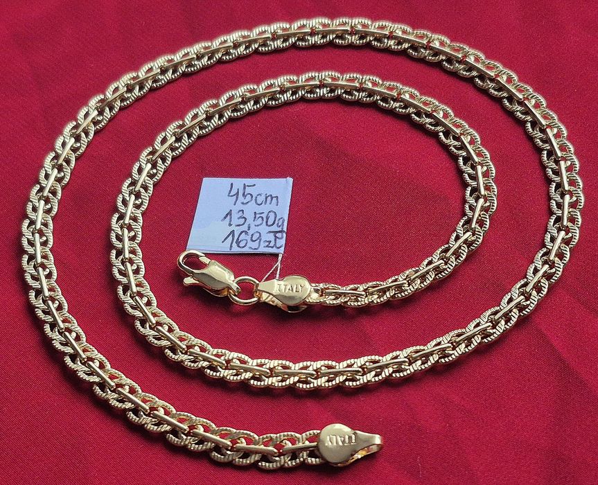 750 ITALY Grawer Pozłacany jak Żółte Złoto Naszyjnik Ażurowy 45cm 5mm