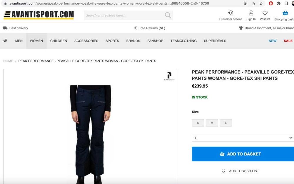 Технологічні Горнолижні штани Peak Performance Gore-Tex Recco РозмірXS