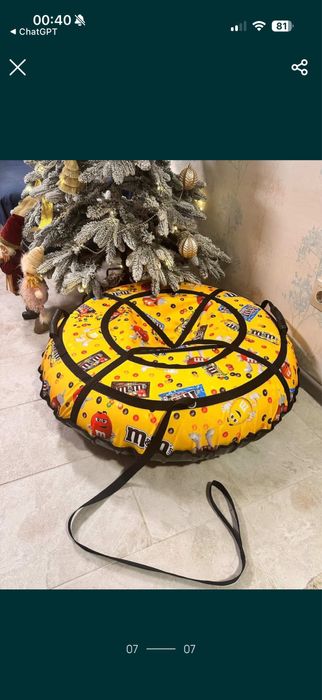 Тюбінг зимовий з камерою 2в1 для снігу та води, міцний з ручками