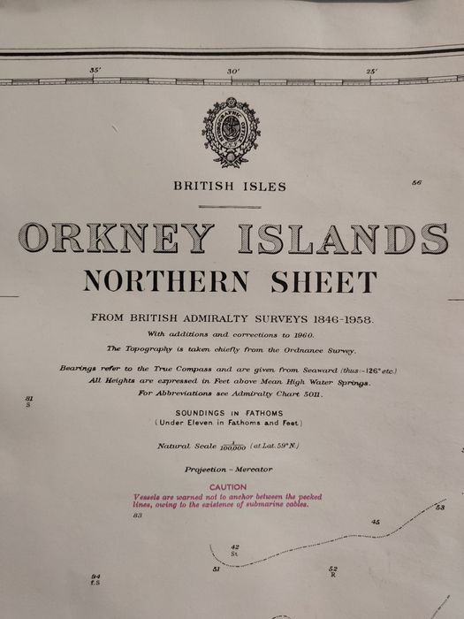 Oryginalna mapa Admiralty Orkney Islands 1970 – Urząd Morski Szczecin