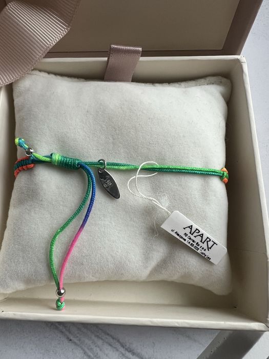 Bransoletka z elementami srebra i cyrkoniami z efektem Tie Dye - serce