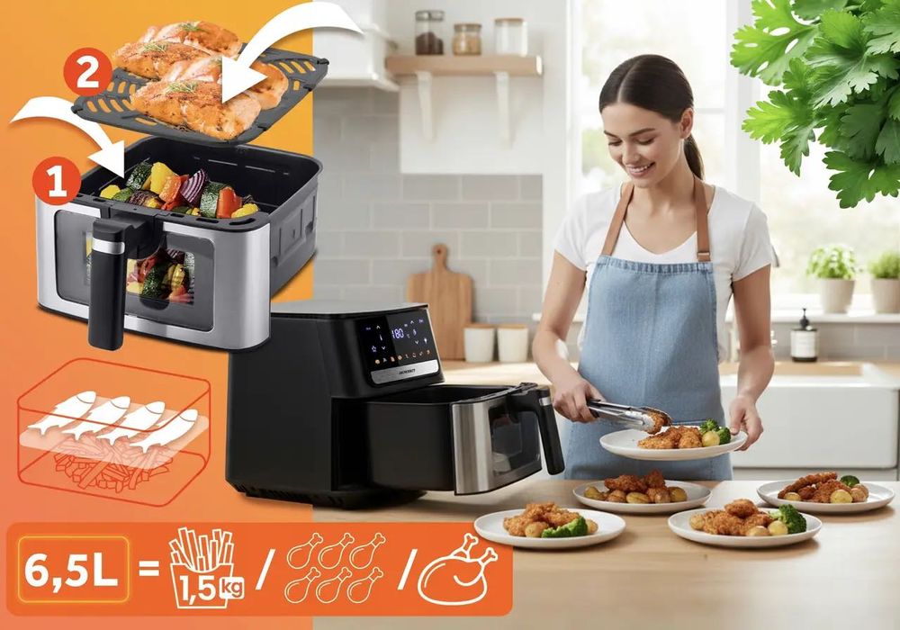 Безмасляна фритюрниця / Аерогриль Berdsen Air Fryer 6.5 л, 1700 Вт