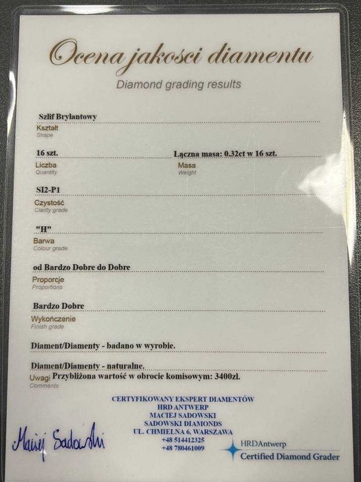 Złoty pierścionek z brylantami 0.32 ct