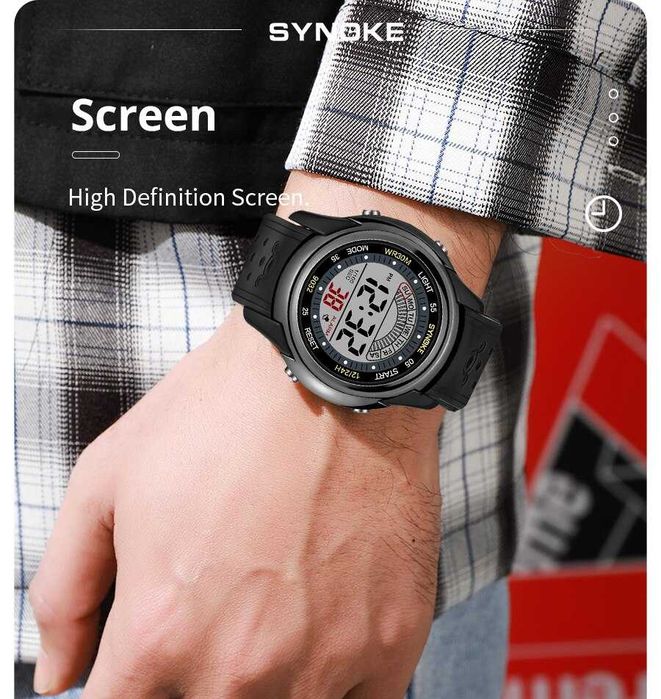 Damski zegarek cyfrowy Synoke sportowy elektroniczny stoper datownik