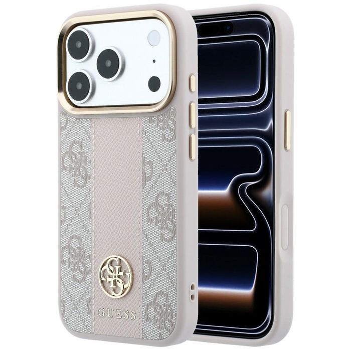 Etui Guess 4G with Stripe Round and Classic Logos MagSafe do iPhone 18 Pro / 17 Pro różowy