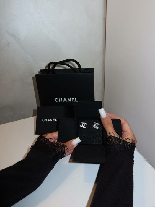 Сережки Chanel, пусети Шанель з упакуванням