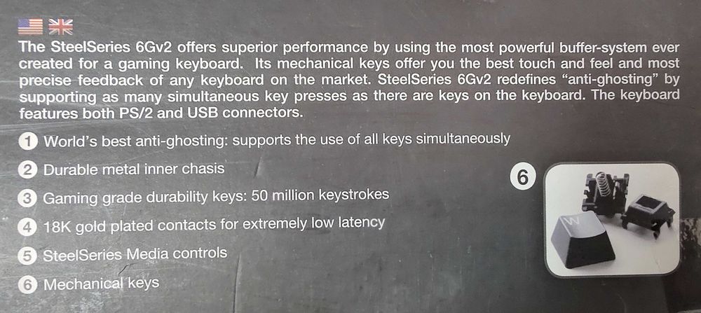 SteelSeries 6Gv2 геймерська механічна клавіатура кіберспорт подавлення фантомних натискань металева рама клавіші ігрового класу контакти 18 Kарат gold