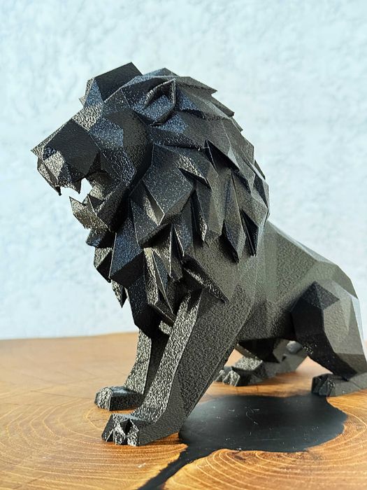 Lew Low Poly-Druk 3D, figurka, dekoracja, ozdoba w nowoczesnym stylu
