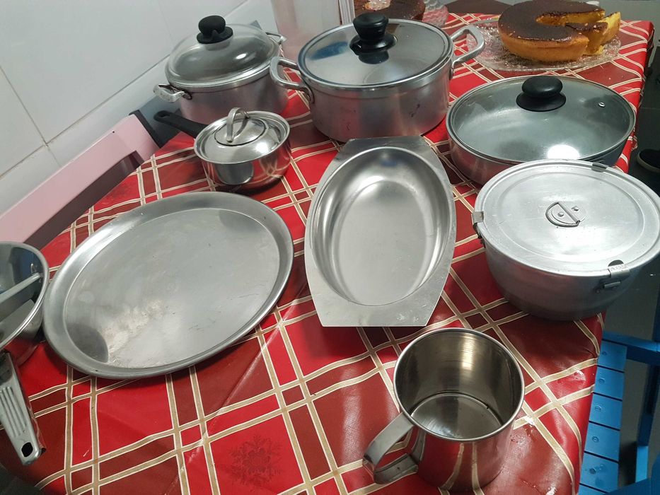 Conjunto 9 pecas conzinha em inox e alumínio