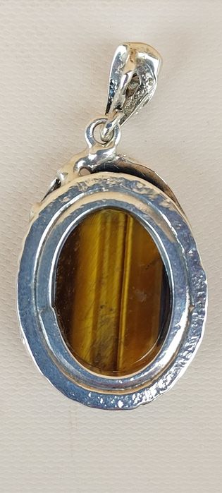 Zawieszka srebro oksydowane 925 z tygrysim okiem