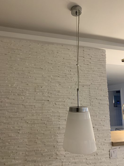 Lampa wisząca biała szklana