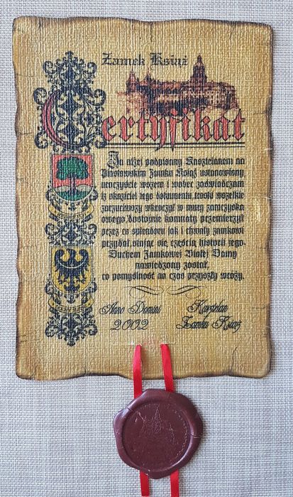 Certyfikat na zamek-
nieorginalny