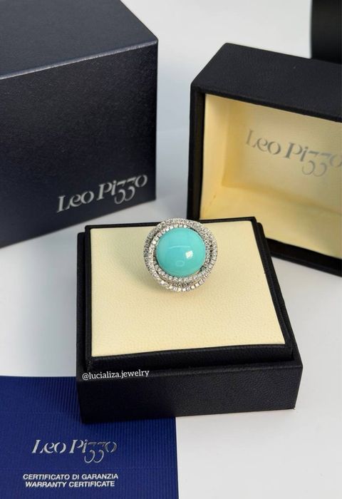 Золота Каблучка Leo Pizzo Оригінал з бірюзою та діамантами
