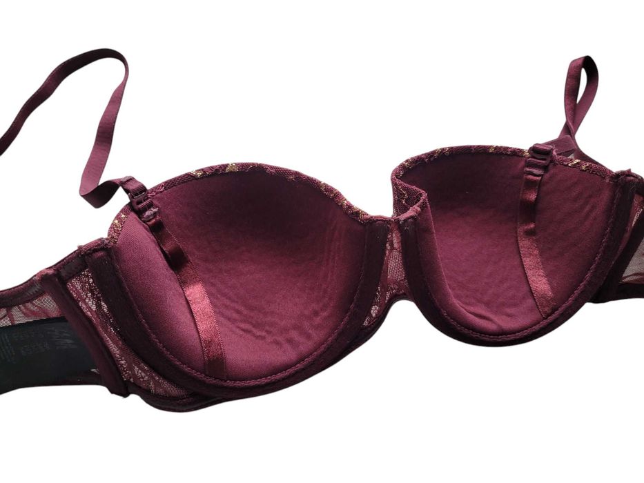 Bordowy stanik biustonosz 75B H&M bielizna damska