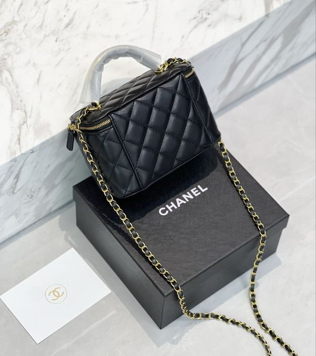 Шкіряна сумка Chanel Makeup. Сумка шанель Куб бочонок