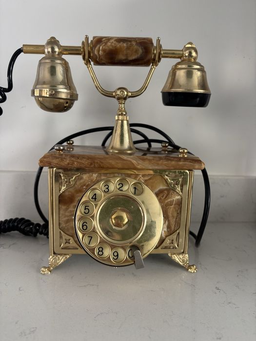 Zabytkowy telefon marmurowy onyksowy retro