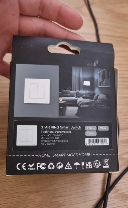 MOES Interruptor inteligente Dimmer de 2 canais - Série Star Ring - Zigbee