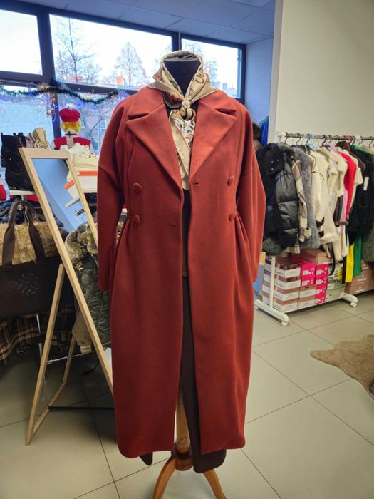 Płaszcz taliowany cynamon wiewiórka brąz M/L Italy !!!