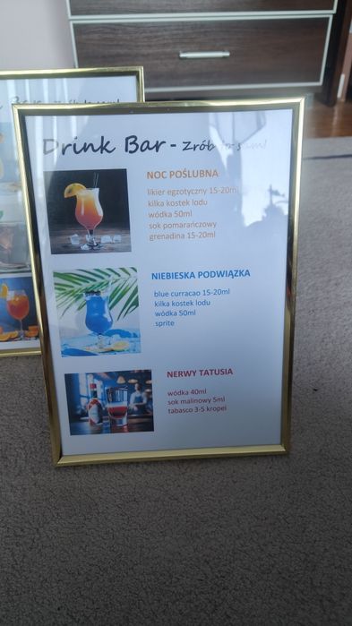 Karta drinków na wesele