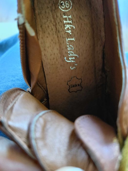 Botki na obcasie rozmiar 38 brązowe
