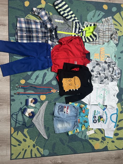 Paka ubrań dla chłopca paczka zestaw ubranek kurtki 86 92