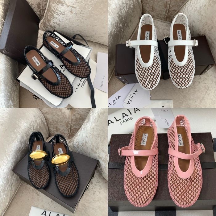 Балетки жіночі туфлі сіточка alaia чорні, білі, рожеві