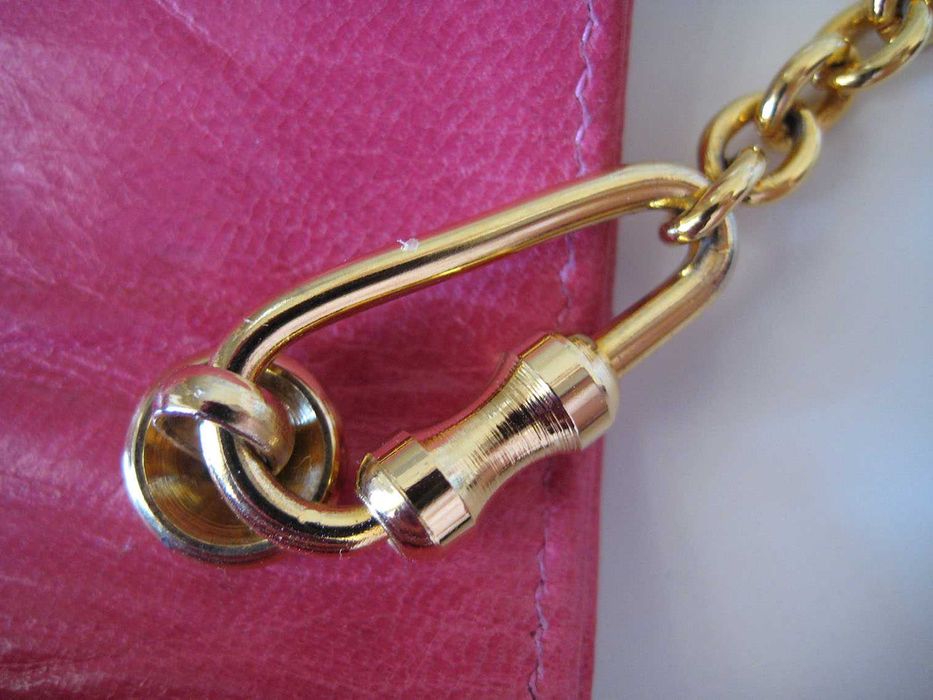 Вінтажний шкіряний жіночий клатч сумка рожева фуксія Italy