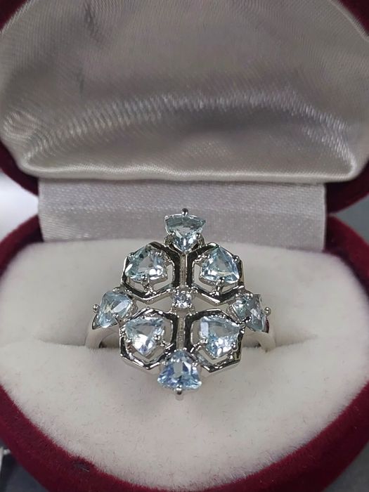 Міні ДІАМАНТ у подарунок! Срібна каблучка 925 проби з натур топазами