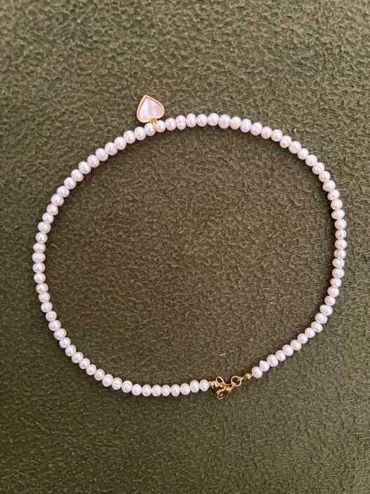 Choker perły słodkowodne naturalne masa perłowa serce
