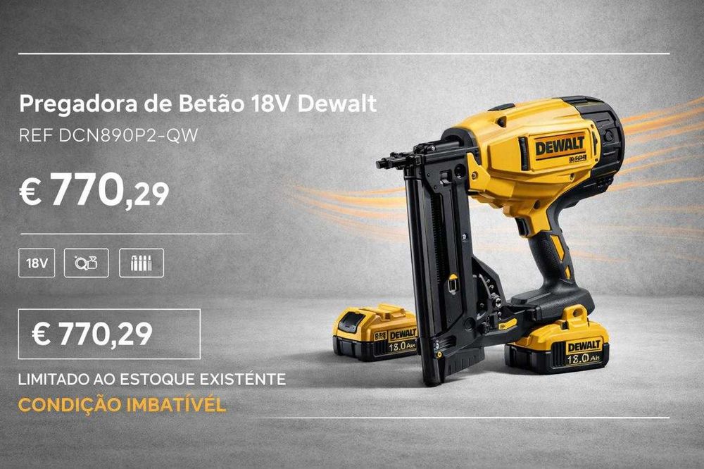 Pregadora de Betão sem escovas XR 18V  (NOVO NA CAIXA COM NOTA FISCAL)