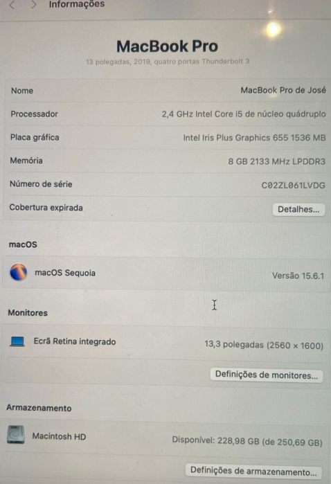 MacBook Pro 13” (2019) – Excelente estado!64584392478337120
