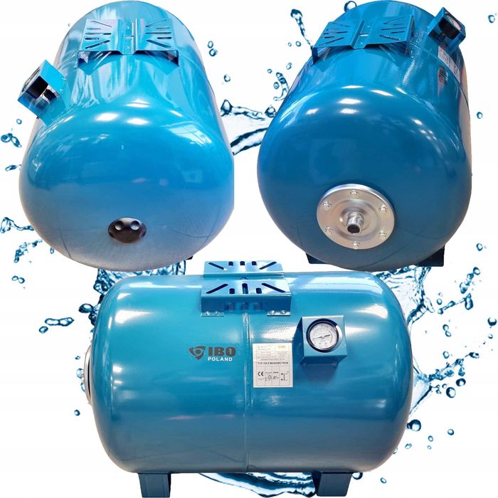 Zbiornik przeponowy poziomy IBO 100L z manometrem. Mocny!!