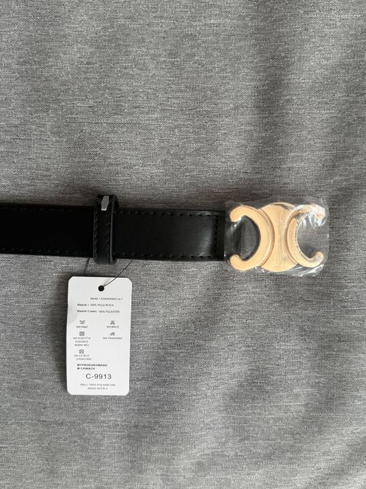 Pasek z ozdobną złotą klamrą 105 cm