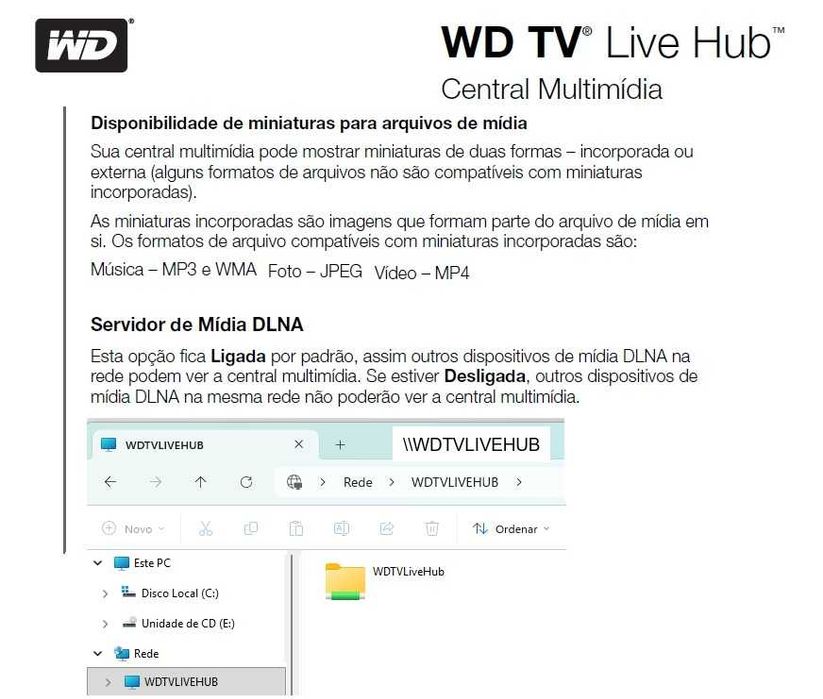 Western Digital 1TB WD TV Live hub c/ comando