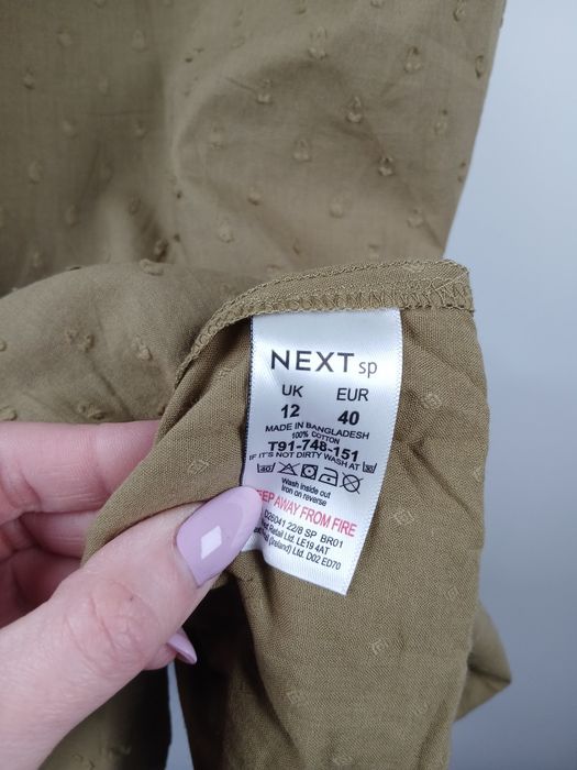 Bluzka Next khaki falbanka struktura luźna boho rozmiar L 40 hit