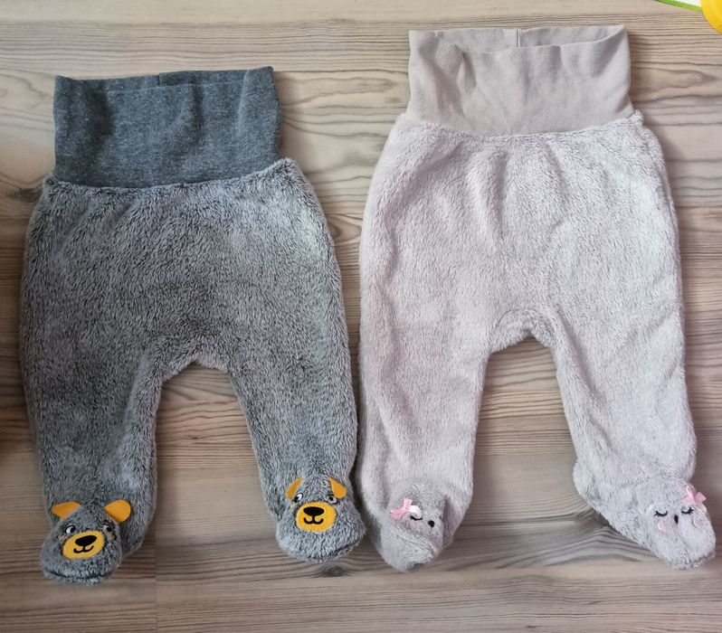 Pluszowe futerkowe ciepłe półśpiochy spodnie 62 68