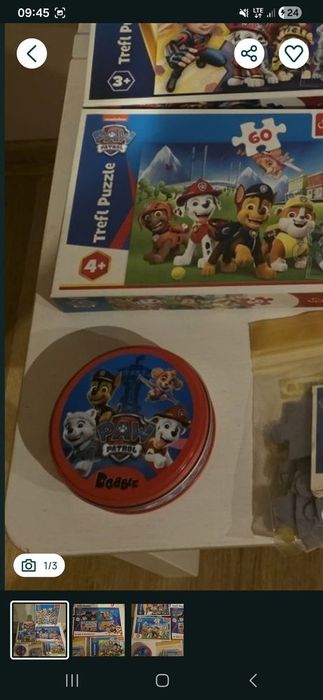 Zabawki Psi Patrol i gra Dobble