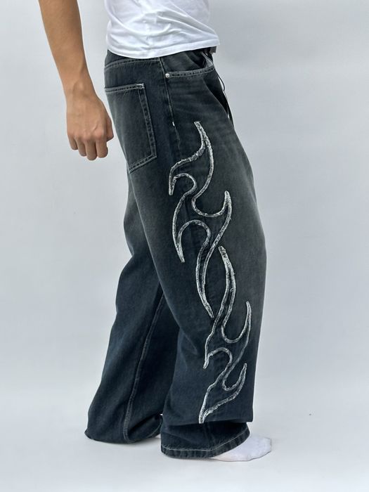 Широкі Джинси Bershka Baggy з нашивкою Бершка Беггі Скейтер Skater
