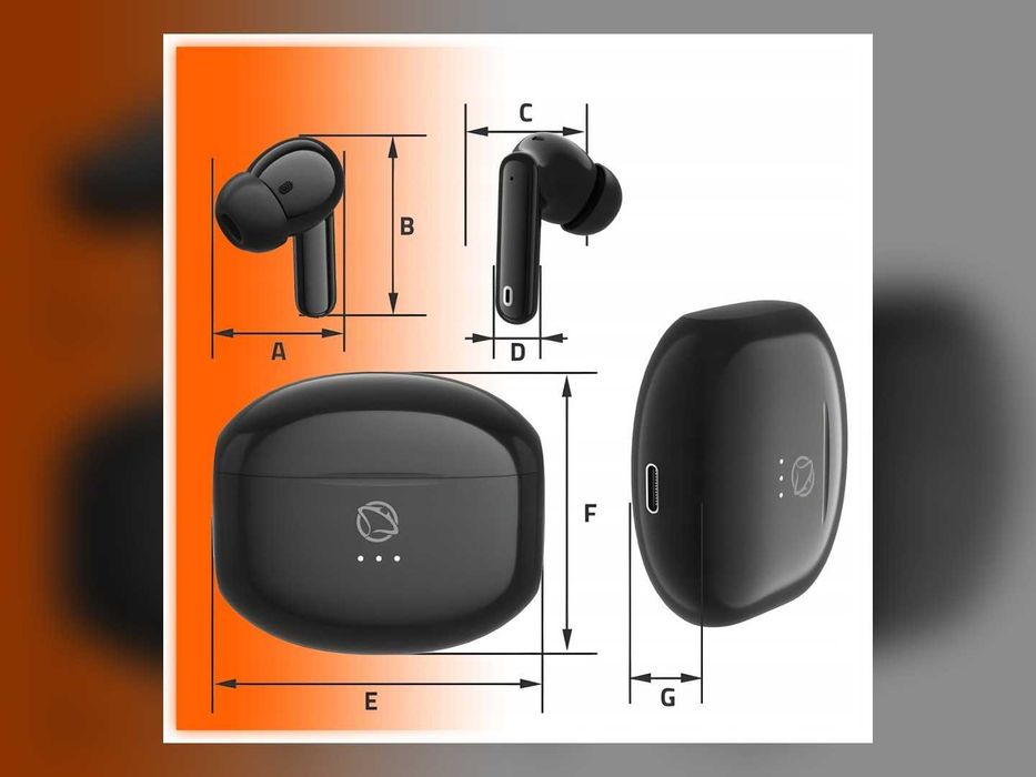 NOWE Słuchawki Bezprzewodowe Bluetooth 5.3 Dokanałowe Douszne Mikrofon Etui USB-C 6 H Czarne