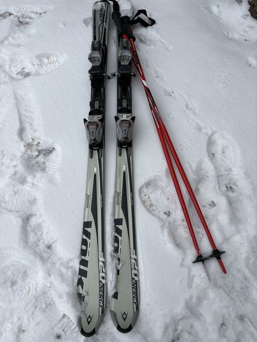 Продам б/в гірськолижний комплект: лижі з кріпленям та черевики